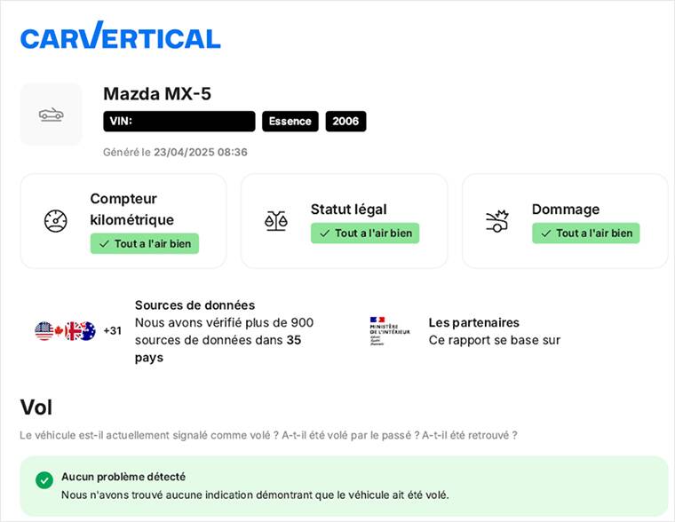 Les informations transmises par CarVertical ne valent vraiment pas les 35,99 € dépensés. Image